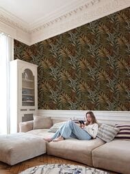 Обои виниловые на флизелине Grandeco Maison MN 3110 (0,53х10,05) листья, бежевые (рул.)