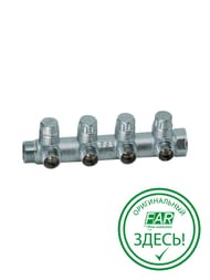 Коллектор запорный FAR 1"ВН на 4 отвода 3/4"Н, (Eurokonus) FK 3873 134