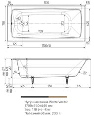 ����� �������� ������������� Wotte Vector 1700�750�445 �������������, ��� �����, ����: �����