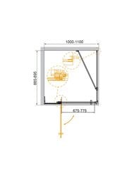 Душевой уголок CEZARES SLIDER (900х1000-1100х1950) AH-1-90-100/110-GRIGIO-NERO стекло серое/черный — изображение 3
