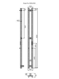 Полотенцесушитель Indigo Style Pro 1200х100 таймер, унив.подкл, Gun Metal LSPRE120-10GNSRt