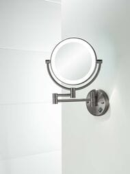Зеркало косметическое AQUATEK с подсветкой 5х, оружейная сталь AQ4912BGM