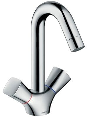 Смеситель Hansgrohe Logis 71221 для умывальника двухзахватный, без дон.клапана, поворот. излив 145мм