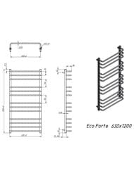 GROTA ECO FORTE Полотенцесушитель "Лесенка" 630x1200 полиров. нерж. сталь, диаг./ниж. подкл. D-1/2"
