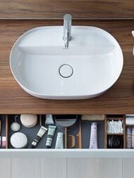 Раковина Duravit Luv 500х350 шлифованная, белая матовая, выпуск с керамической крышкой 0380502600