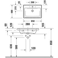 ����� � ��������� Duravit D-Neo 650�440�480 ���������, 1 ����, ����� ���. DE4254004180000+2367650000