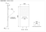 Верхний душ настенный 50x22 см Remer INOX SS350UFCAX, нержавеющая сталь матовая
