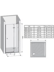 ������� ����� RAVAK BRILLIANT BSD2-90 A-R (890-905x1950) ��������� ������, ������, ����+Transparent
