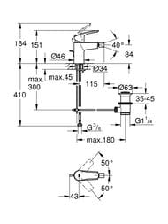 ��������� ��� ���� Grohe EuroSmart 84 ��, �������������, � ������ ��������, ���� 32929003