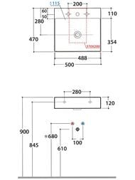 Раковина Globo T-EDGE (500х470х120) подвесная/накладная, с отверстием под смес., белая B6R51BI