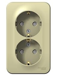 Розетка Systeme Electric BLANCA двойная с заземлением со шторками, 16А, 250В, бежевый BLNRA011217