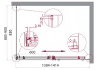 ������� ������ BelBagno Acqua (1384-1414x885-900x1950) AH-1-140/90-C-Cr ������ �����/����