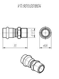 Пресс соединитель VALTEC 18х1/2"Н, нерж. сталь, VTi.901.I.001804 — миниатюра 9