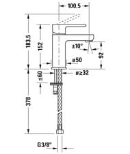 Уценка! Смеситель Duravit B.2 для раковины однозахватный , излив 101мм, хром B21010002010