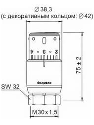 Термоголовка Oventrop "Uni SH" жидкостная,М30х1,5, хром,  1012069