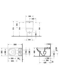 Унитаз-компакт DURAVIT Duravit  1 650х390х775 безободковый, с сиденьем микролифт, белый 41820900B3