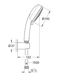 Душевой набор Grohe Tempesta Cosmopolitan 27588002 100 лейка 3 режима, 9,5л/мин,держатель, шланг — миниатюра 7