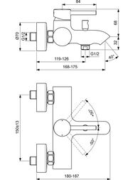 Смеситель для ванны/душа Ideal Standard CERALINE BC199U5 однозахватный, матовый белый/хром
