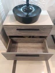 Уценка! Тумба с раковиной Aquanet Nova Lite 75 (747х650х450) подвесная, 2 ящика, цвет: дуб рошелье