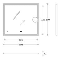 Зеркало KERAMA MARAZZI TECNOLOGICA TECNO с подсветкой, цвет белый глянц., 900х26х800, TE.mi.90.1