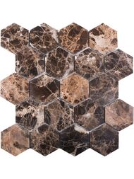 Мозаика Starmosaic Wild Stone HEXAGON DARK EMPERADOR POLISHED 63x63 (260х282х8) коричневая (шт.) — миниатюра 1