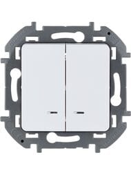 Выключатель LEGRAND INSPIRIA  2-клавишный с подсветкой 10 AX 250 В белый 673630