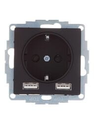 Розетка Systeme Electric ATLASDESIGN 16А+USB  A+A, механизм, КАРБОН ATN001030
