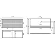 Тумба под раковину SANCOS Snob R (1195x445x500) подвесная, два ящика, Doha Soft SNR120SM