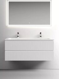 Тумба под раковину SANCOS Snob T (1195х445х500) подвесная, два ящика, Bianco SNT120W