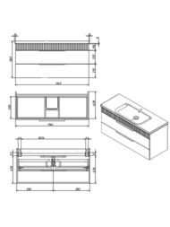 Тумба под раковину Caprigo MONBAR 120 (1163х446х550) подвесной, 2 ящика, цвет Айрон 36316-SF025