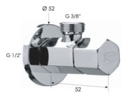 Запорный вентиль 1/2*3/8 Remer 128E1238, хром