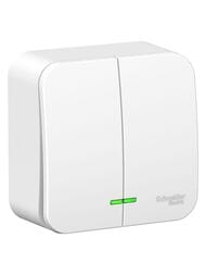 Выключатель Systeme Electric BLANCA 2-клавишный наружный сх.5 с подсв. 6А 250В белый BLNVA065111