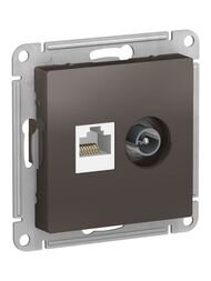 Розетка Systeme Electric ATLASDESIGN двойная компьютерная+ТВ RJ45+TV категория 5E мокко ATN000689