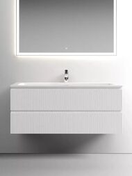 Тумба под раковину SANCOS Snob T (1195х445х500) подвесная, два ящика, Bianco SNT120W