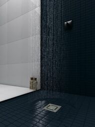 Трап душевой BERGES ZENTRUM Norma 150х150, мат.хром, боковой выпуск слив D50, 090363 — изображение 2