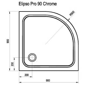 Чертеж душевого мраморного поддона RAVAK Galaxy Elipso Pro Chrome 90