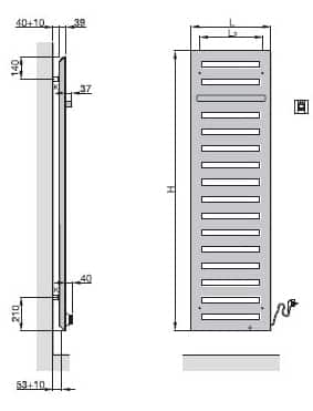 Полотенцесушитель Zehnder Metropolitan MEPE-150 чертеж Полотенцесушитель Zehnder Metropolitan MEPE-150 чертеж