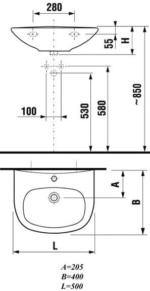 чертеж раковины 50х40 купить раковину джика зета 50