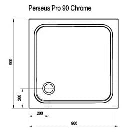 Чертеж душевого мраморного поддона RAVAK Galaxy Perseus Pro Chrome 90