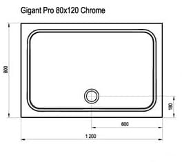 Чертеж душевого мраморного поддона RAVAK Galaxy Gigant Pro Chrome 120x80