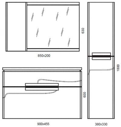 чертеж мебели для ванной edelform nota 90 купить мебель для ванной эдельформ нота