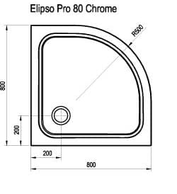 Чертеж душевого мраморного поддона RAVAK Galaxy Elipso Pro Chrome 80