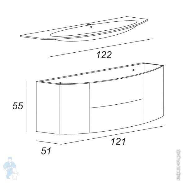 Раковина стеклянная Cezares EDEN (1220х520) 82368 Extro light