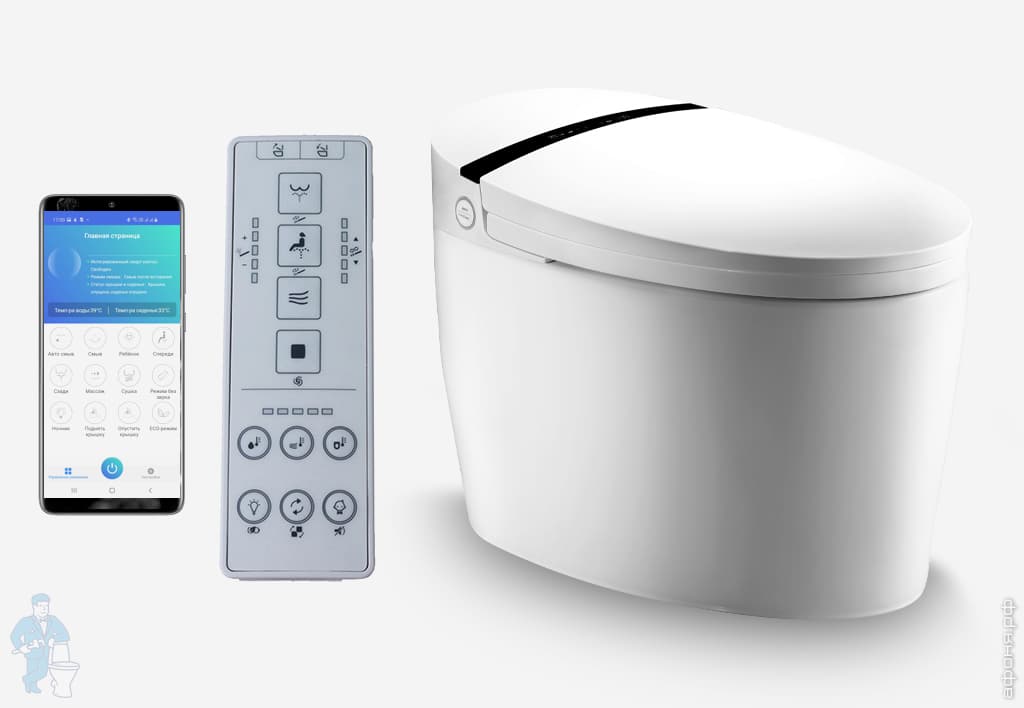 Унитаз-биде электронный Swedbe Smart 418х480х670 напольный, подсветка ...