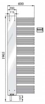 Полотенцесушитель Zehnder Yucca Mirror YMER-180 схема с размерами Полотенцесушитель Zehnder Yucca Mirror YMER-180 схема с размерами