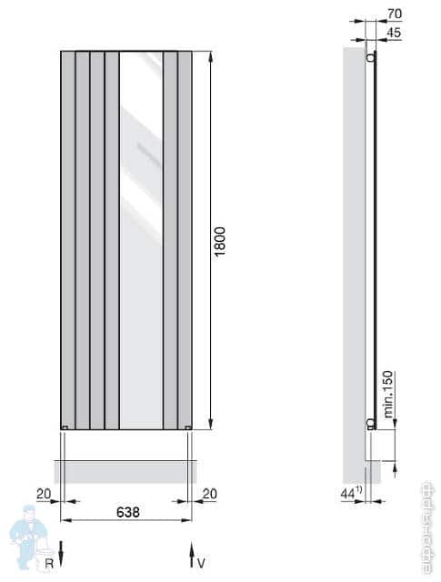 дизайн-прибор Zehnder Nova Mirror дизайн-прибор Zehnder Nova Mirror