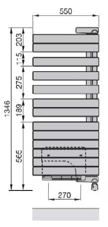 Размеры полотенцесушителя Zehnder Roda Air ROEL-140 Размеры полотенцесушителя Zehnder Roda Air ROEL-140