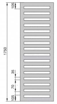 Полотенцесушитель Zehnder Metropolitan MEPE-180 чертеж Полотенцесушитель Zehnder Metropolitan MEPE-180 чертеж