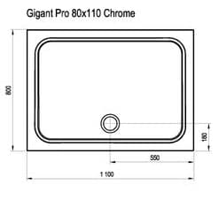 Чертеж душевого мраморного поддона RAVAK Galaxy Gigant Pro Chrome 110x80