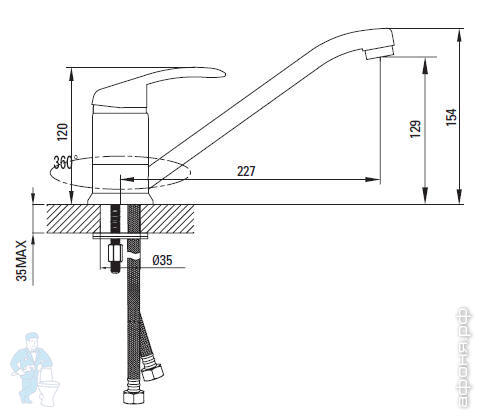 чертеж смесителя IDDIS Alborg K56001C купить смеситель иддис алборг